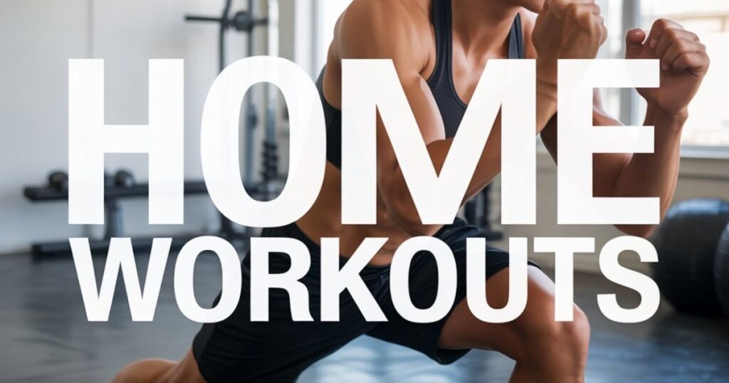 Person doing bodyweight exercises in a living room as part of a daily home workouts routine without equipment.